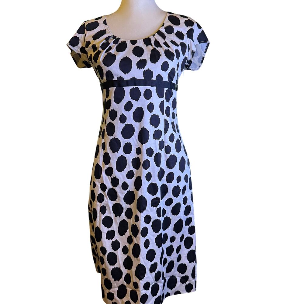 Boden Black & White Polka Dot Scoop Neck Sheath Dress, Women's Size 6